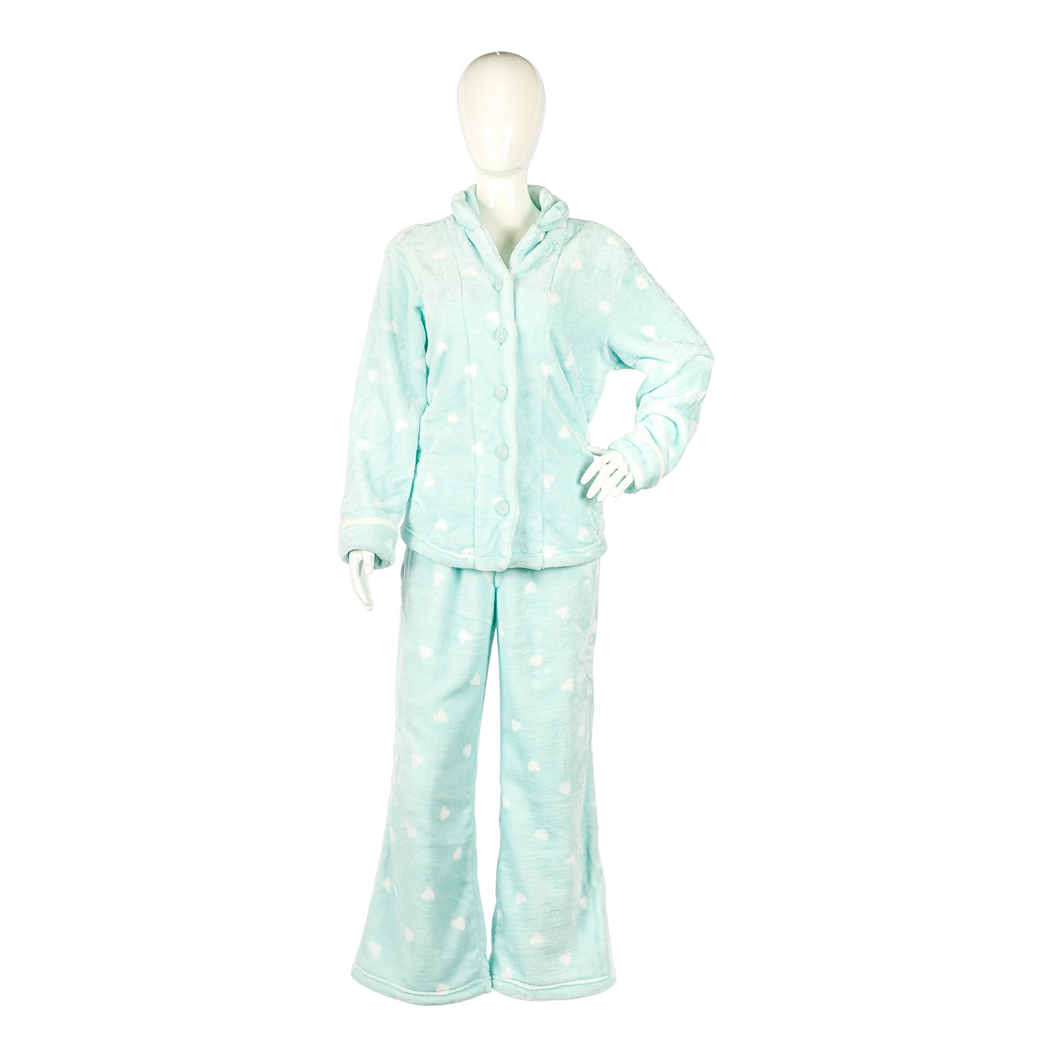 Flannel turn-down collar pajama set