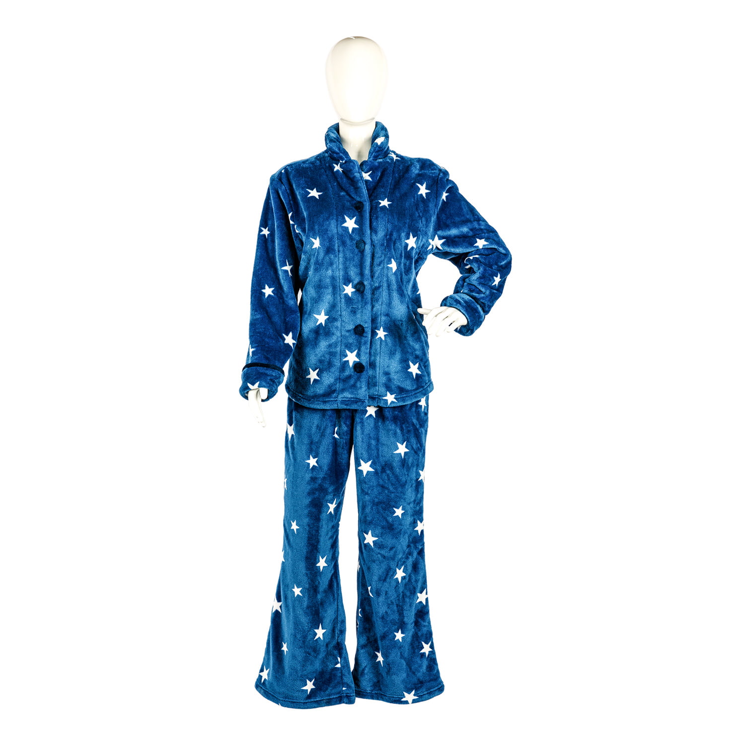 Flannel turn-down collar pajama set