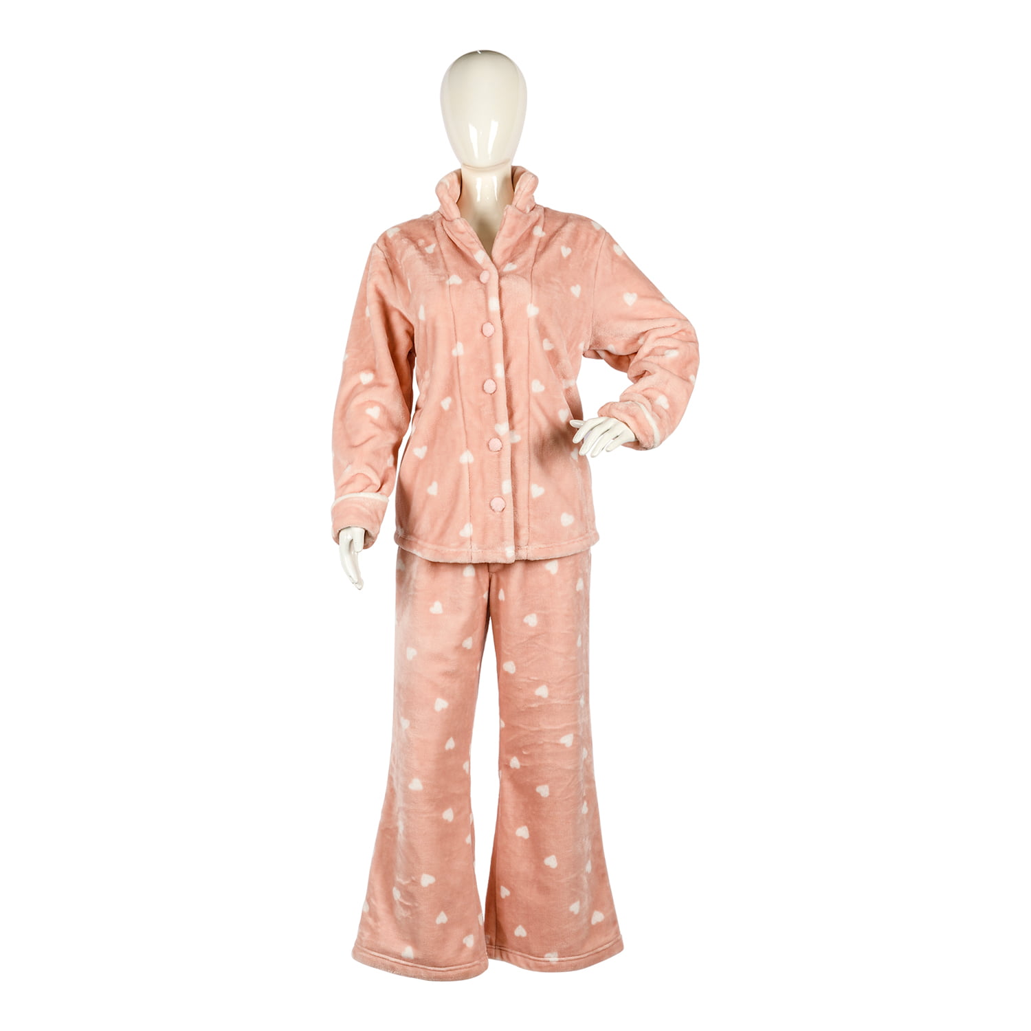 Flannel turn-down collar pajama set