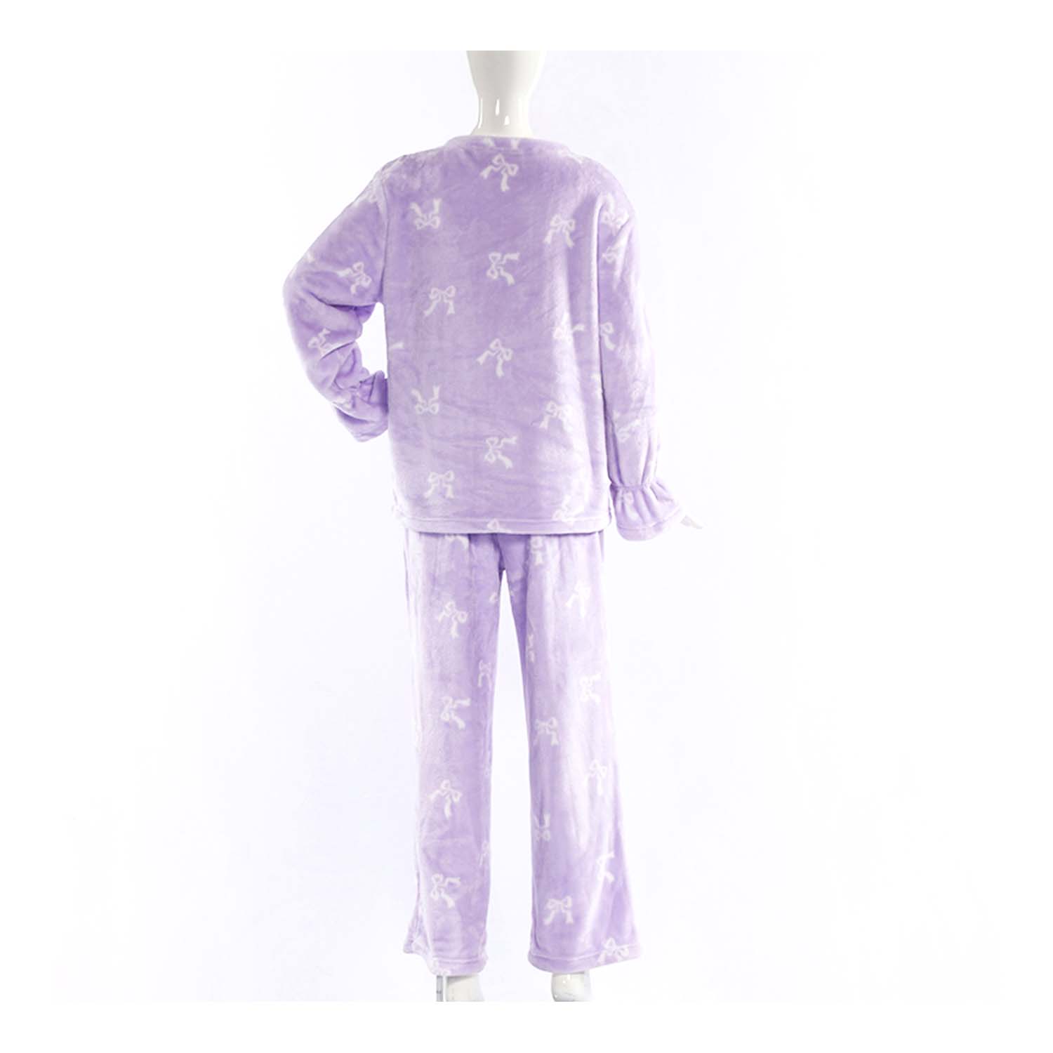 Flannel round neck pajama set