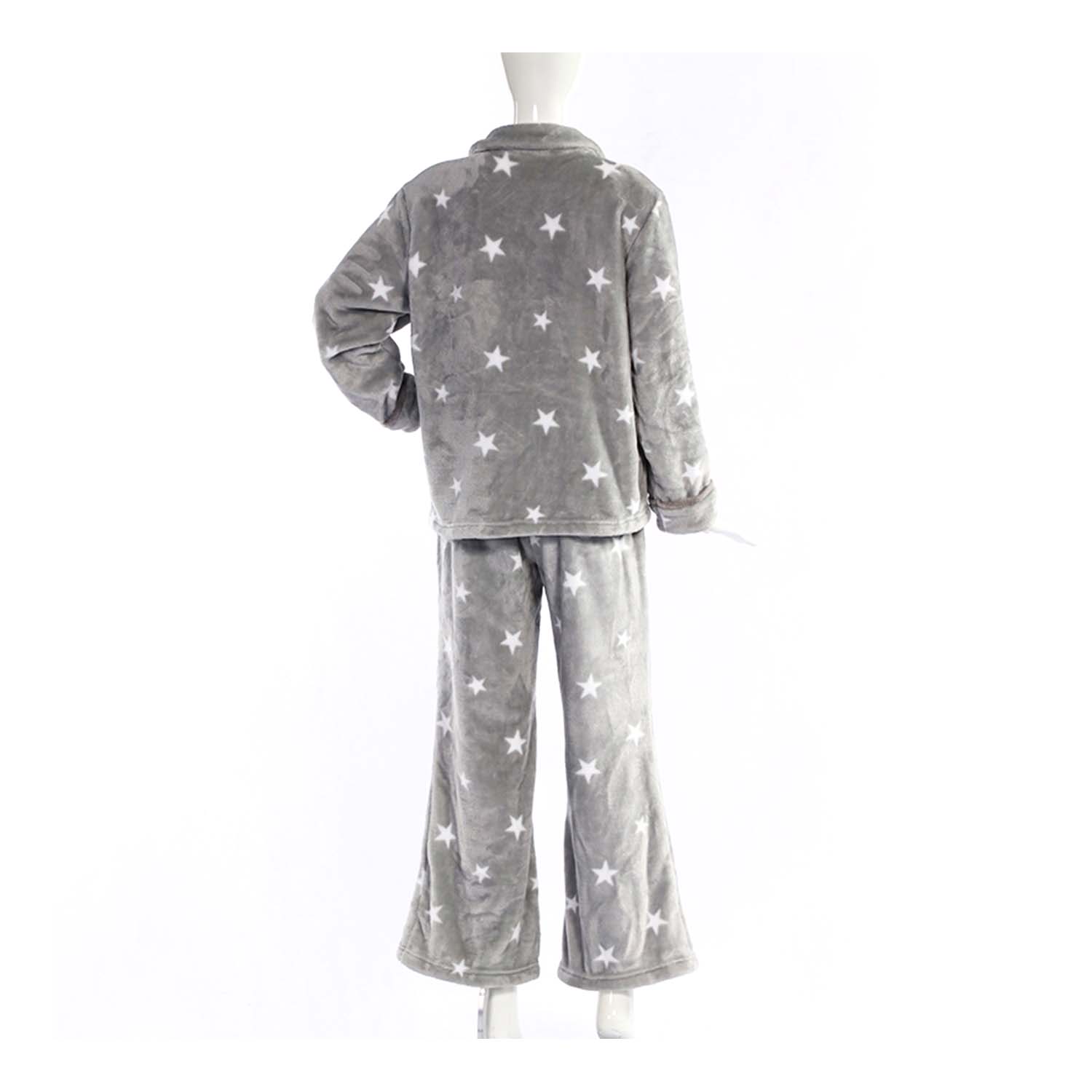 Flannel turn-down collar pajama set